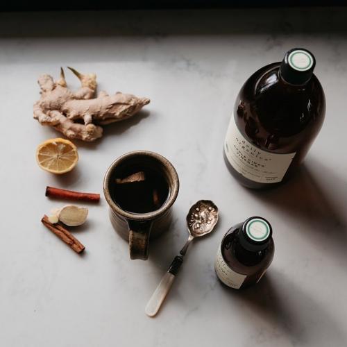 ACV with manuka honey ginger and lemons