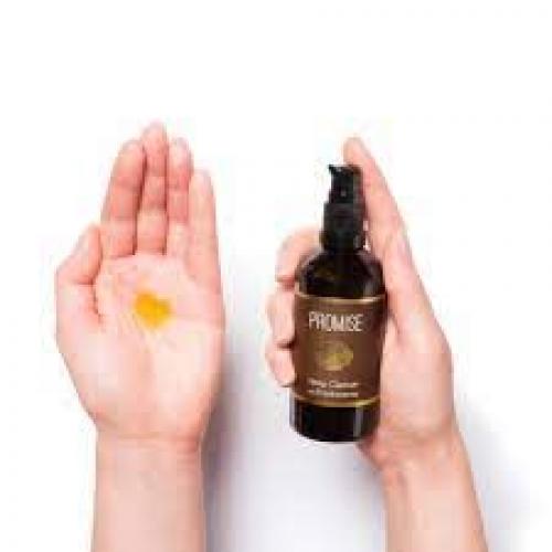 hemp cleanser with frankinsense in use